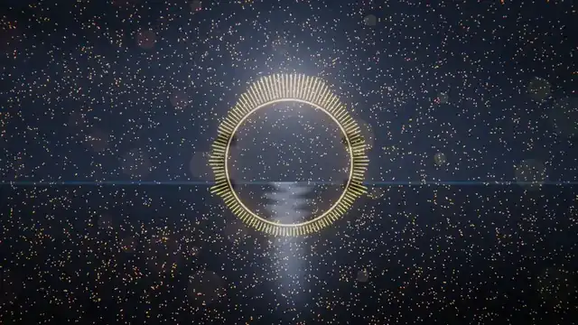 Auralis: строка текста из частиц над озером / a lyric line made of particles over a lake
